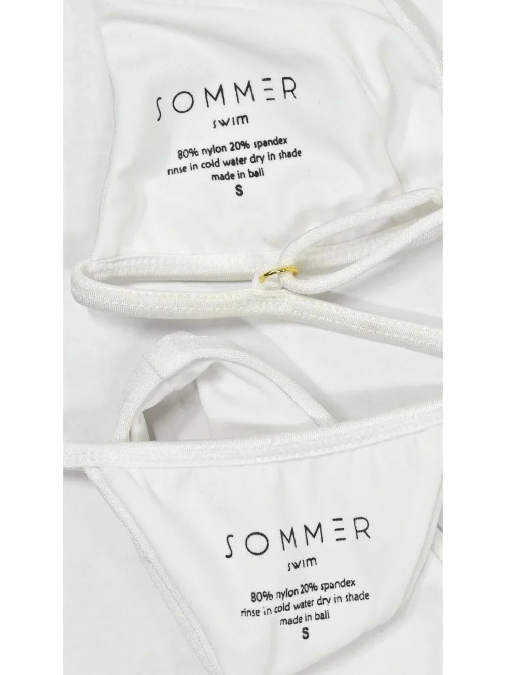 Sommer Swim Uma Bralette Top & Jane Thong Bottoms in Bianco - Picture 3 of 3
